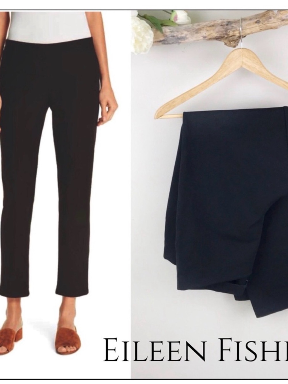 Eileen Fisher Black Straight-Leg Ponte Ankle Pants